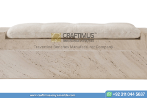 Travertine square shaped Bench product image with white background
