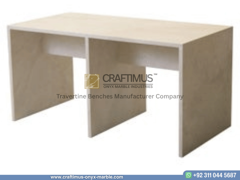 Modern Style Travertine Bench Design Product Image with white background