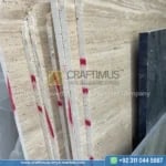 Classic Travertine Slabs on Display at factory