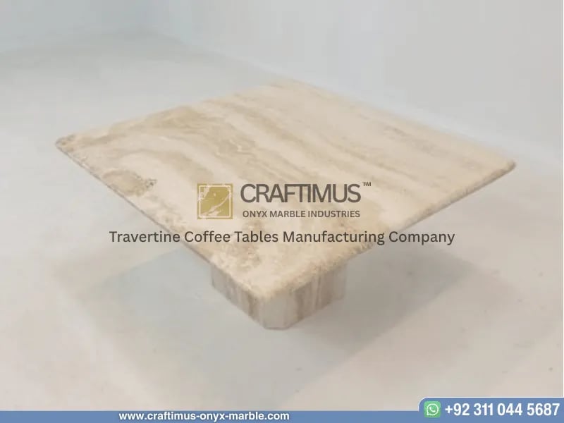 Travertine Square Coffee Table with white background product image