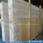 Classic Travertine Slabs on Display at factory