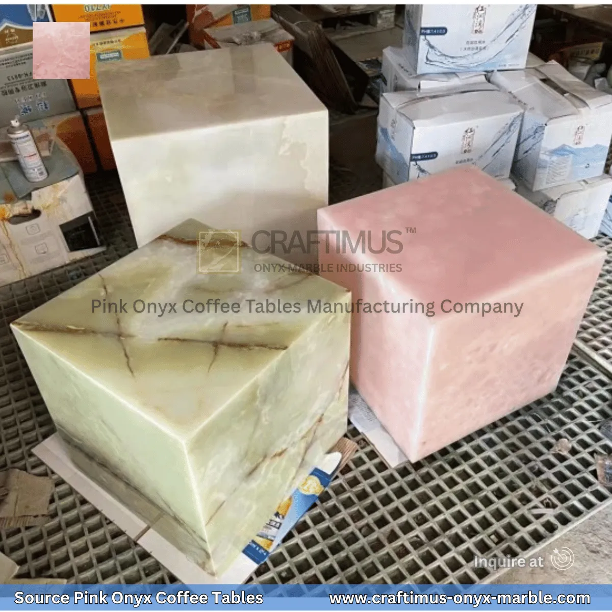 Pink Onyx Square Coffee Table Designs and Images