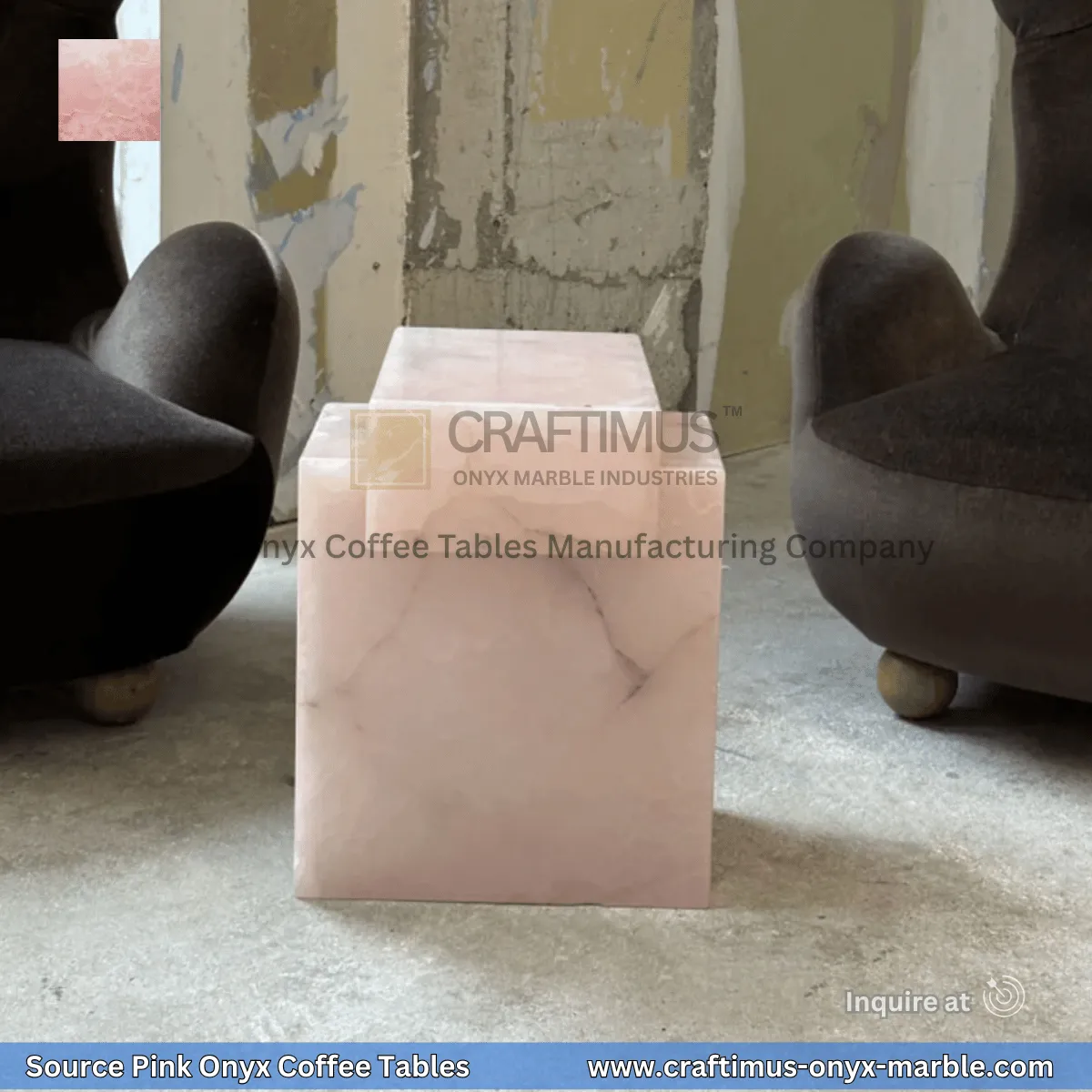 Pink Onyx Square Coffee Table Designs and Images