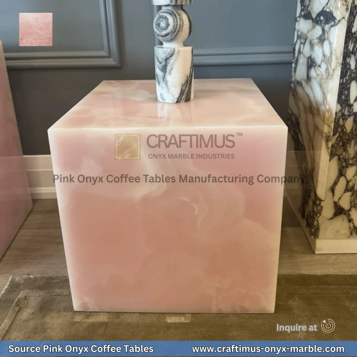 Pink Onyx Square Coffee Table Designs and Images