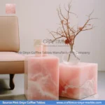 Pink Onyx Square Coffee Table Designs and Images