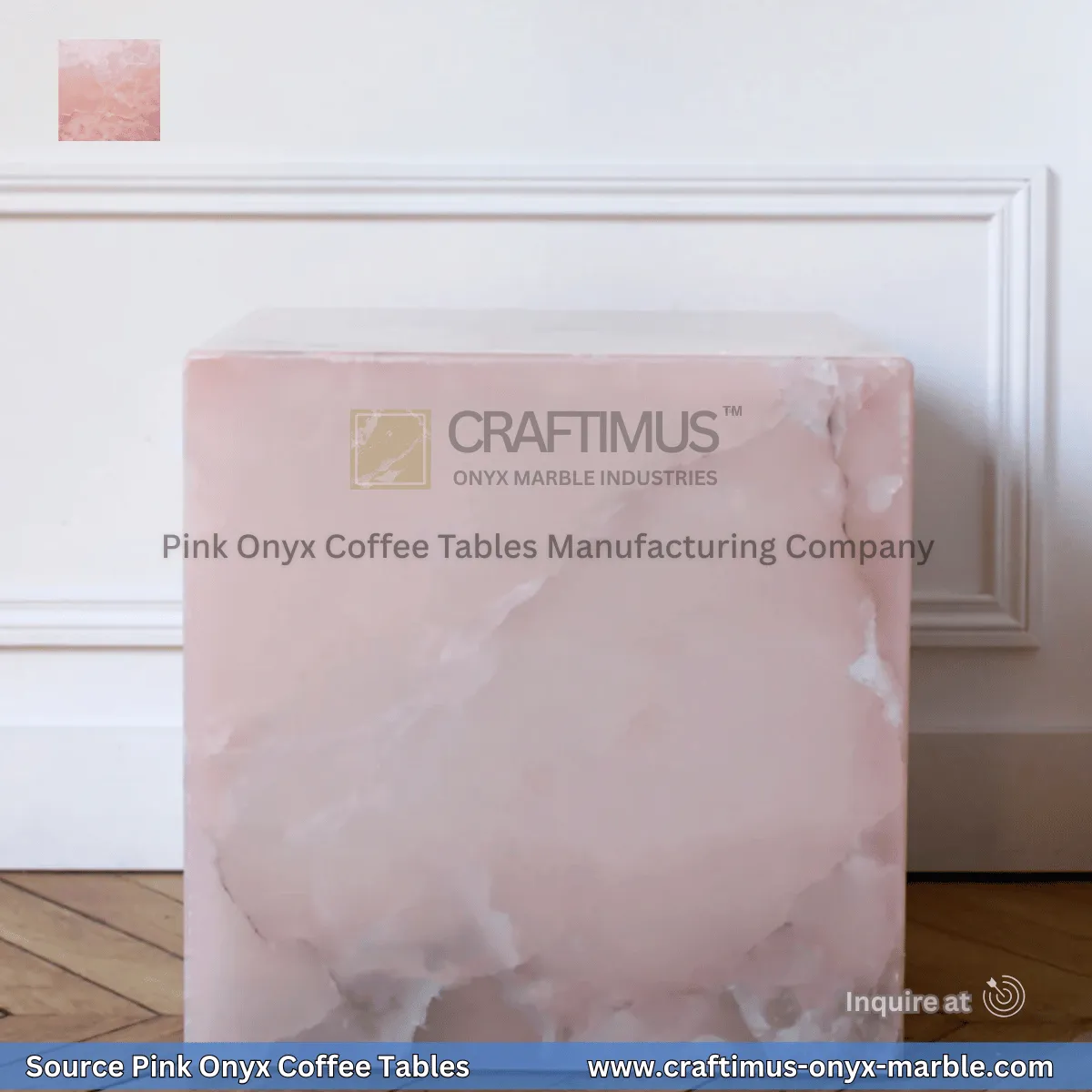 Pink Onyx Square Coffee Table Designs and Images