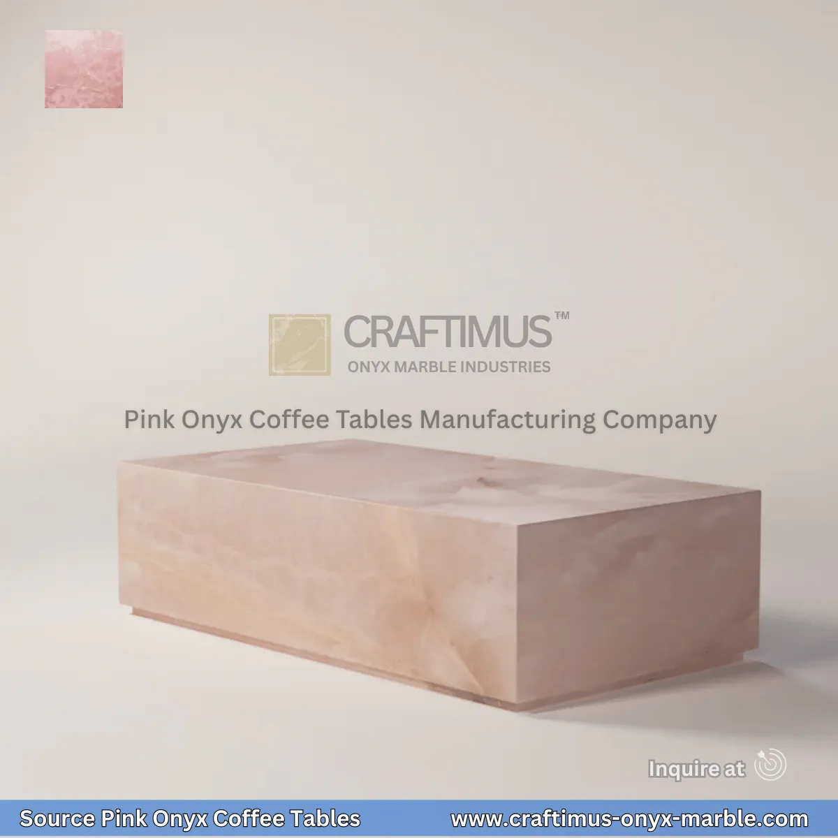 Pink Onyx Square Coffee Table Designs and Images