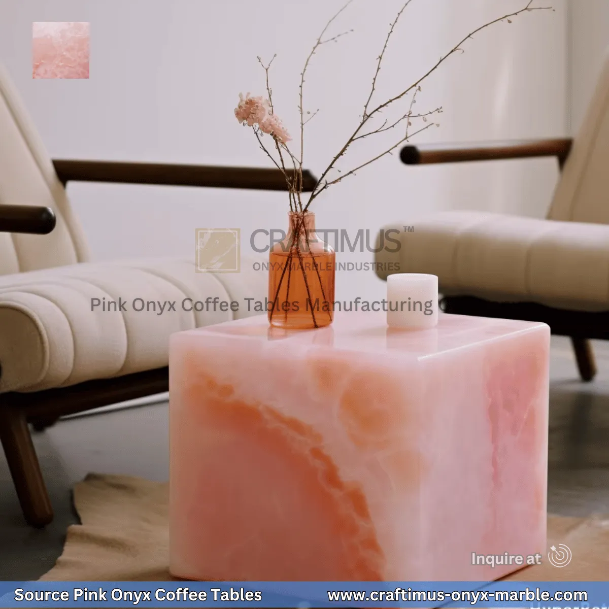 Pink Onyx Square Coffee Table Designs and Images