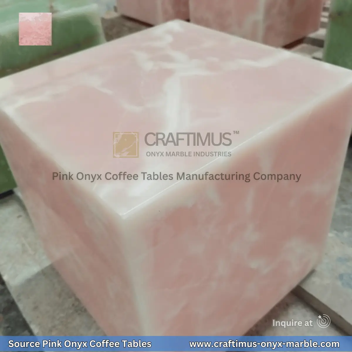 Pink Onyx Square Coffee Table Designs and Images