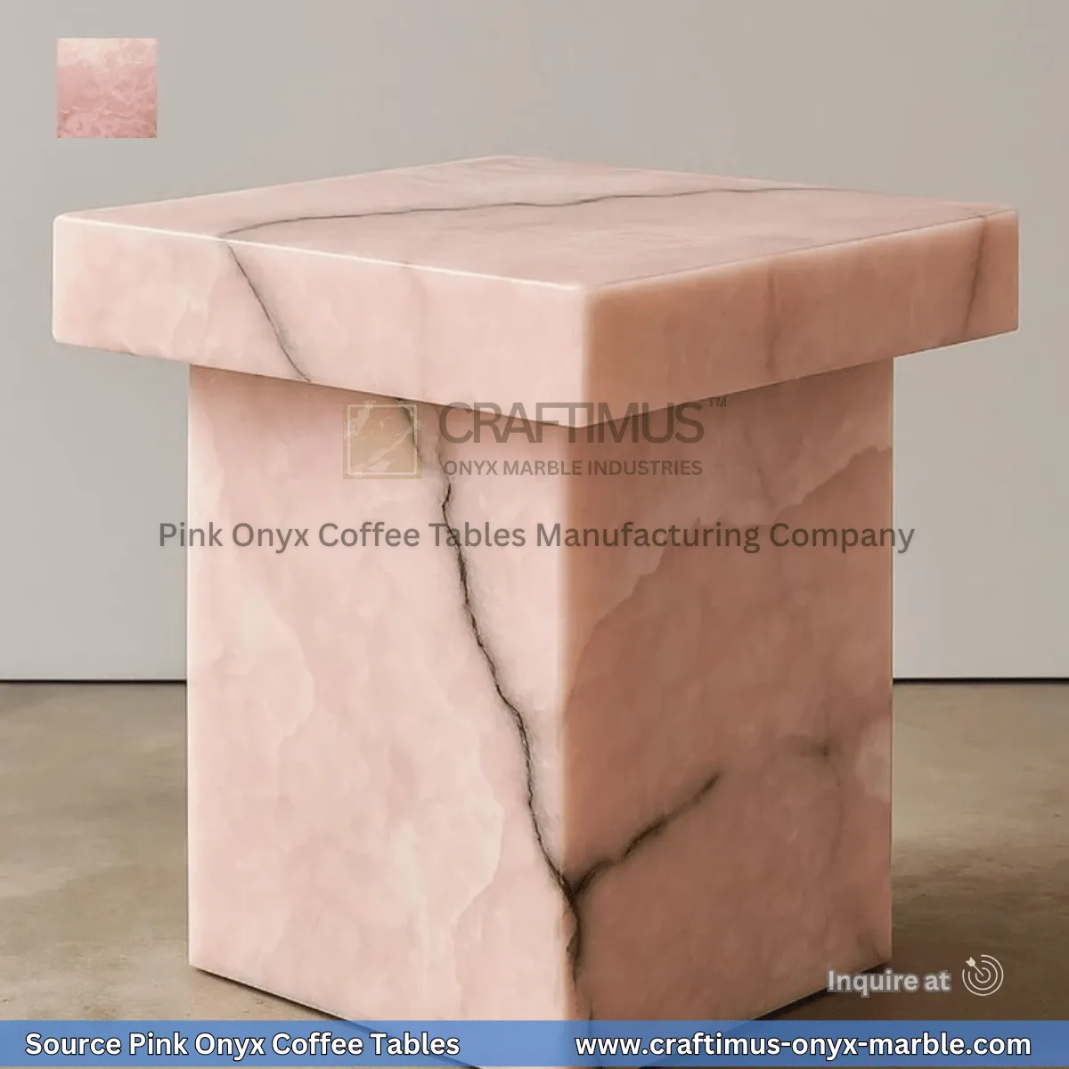 Pink Onyx Square Coffee Table Designs and Images