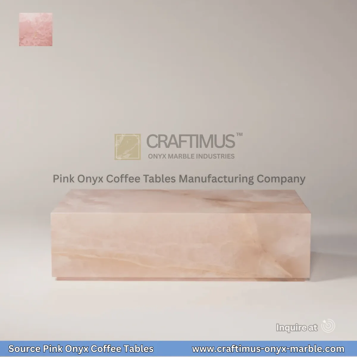 Pink Onyx Square Coffee Table Designs and Images