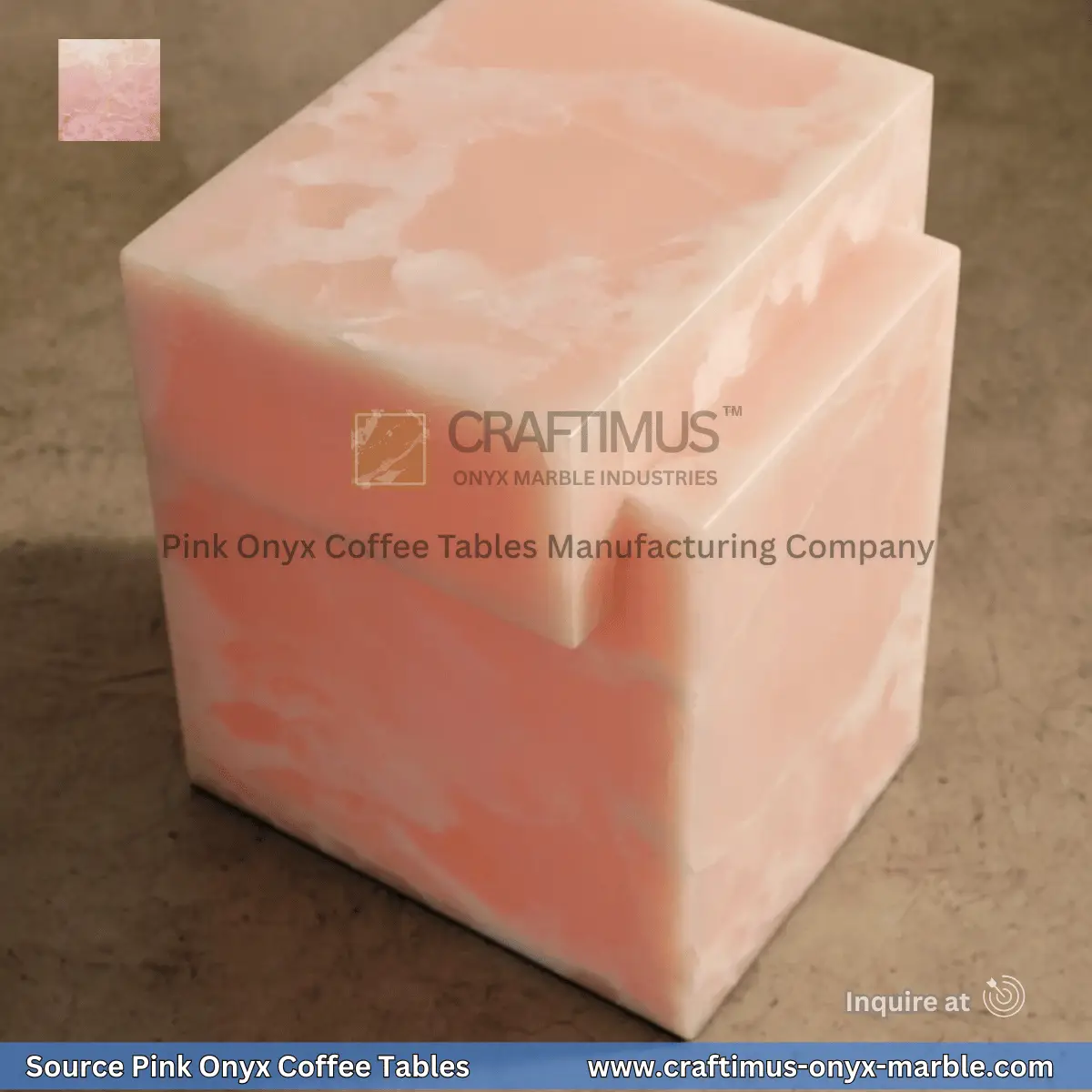 Pink Onyx Square Coffee Table Designs and Images