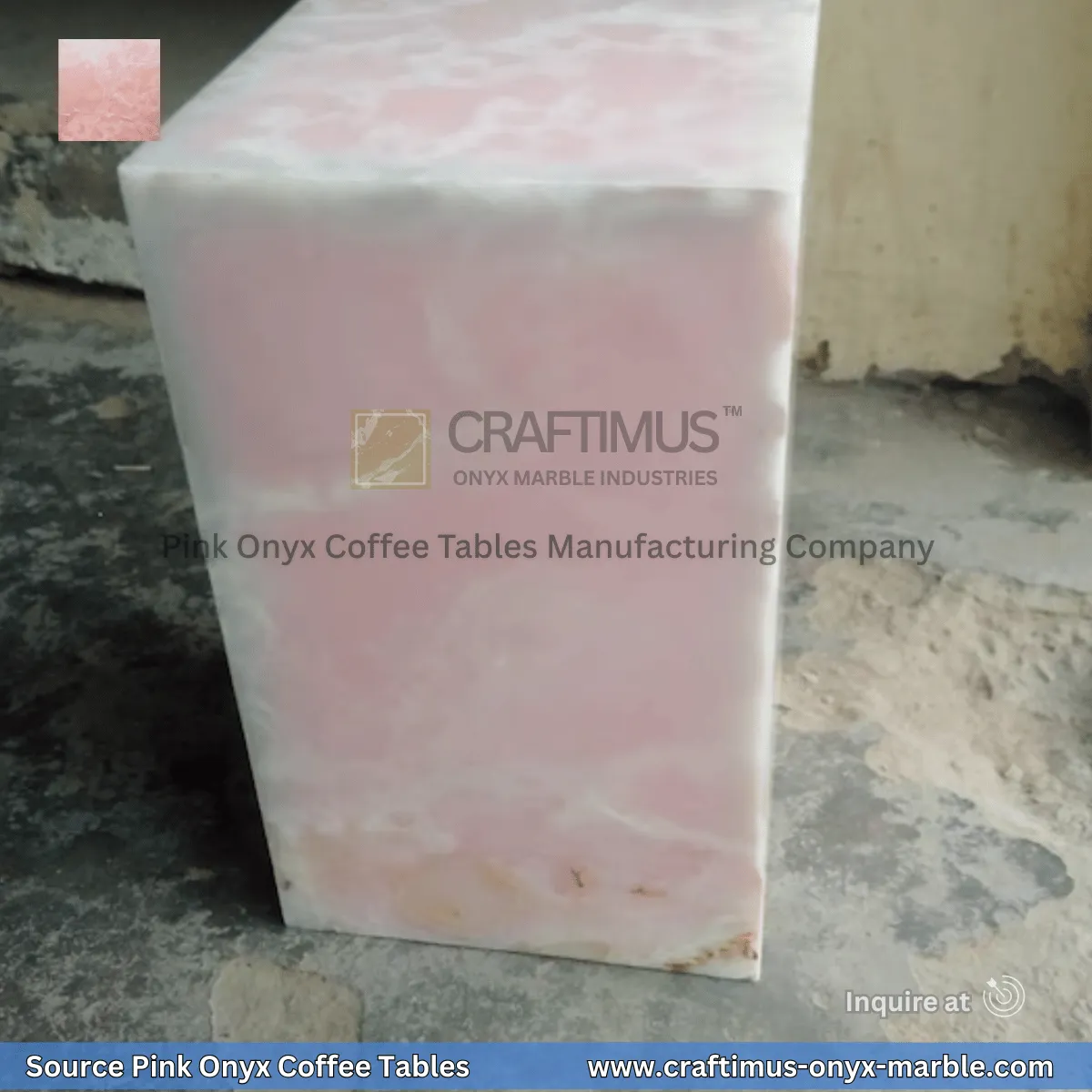 Pink Onyx Square Coffee Table Designs and Images