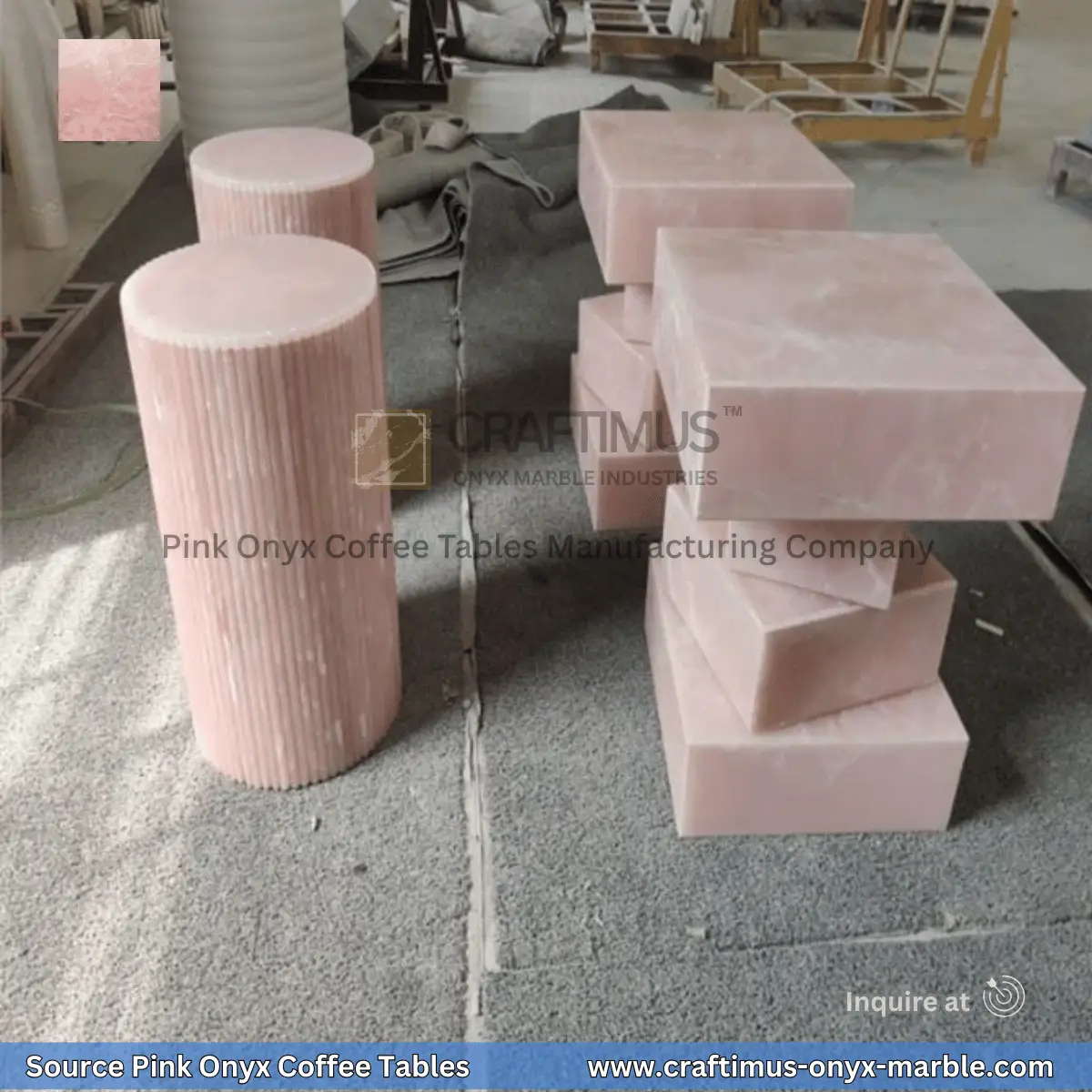 Pink Onyx Square Coffee Table Designs and Images