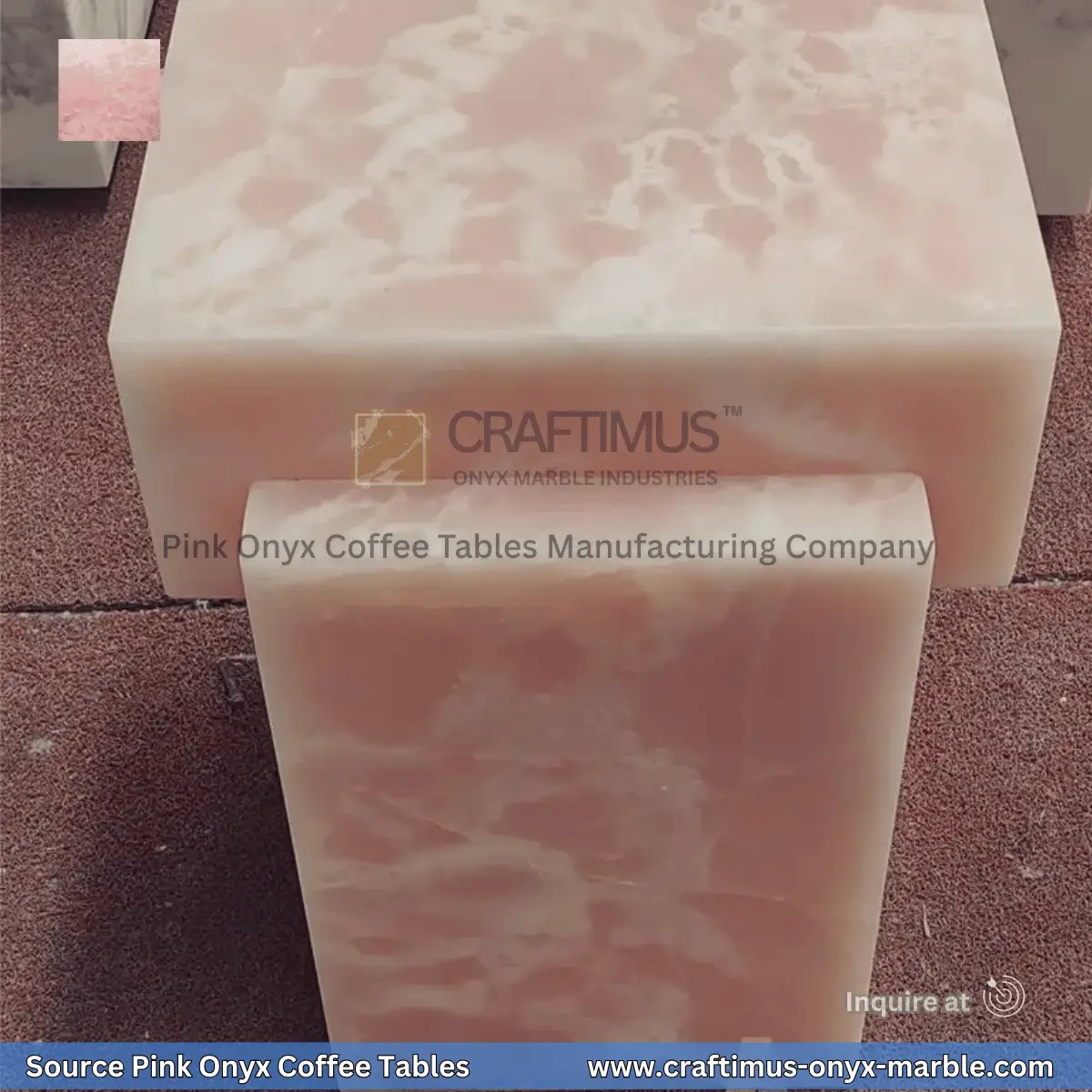 Pink Onyx Square Coffee Table Designs and Images