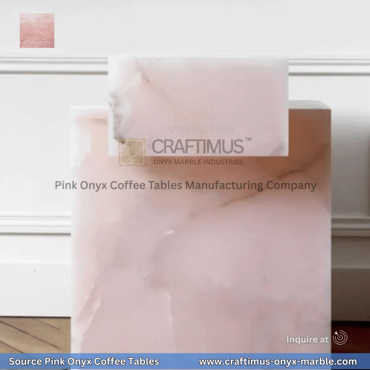 Pink Onyx Square Coffee Table Designs and Images