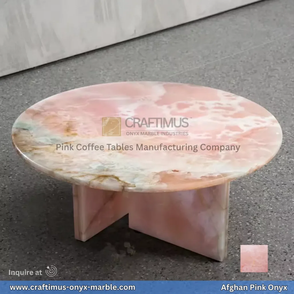 Pink Onyx Round Shaped Coffee Table
