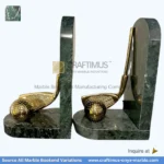 Forest green marble Bookends brass golf shaped design bookends modern stone set