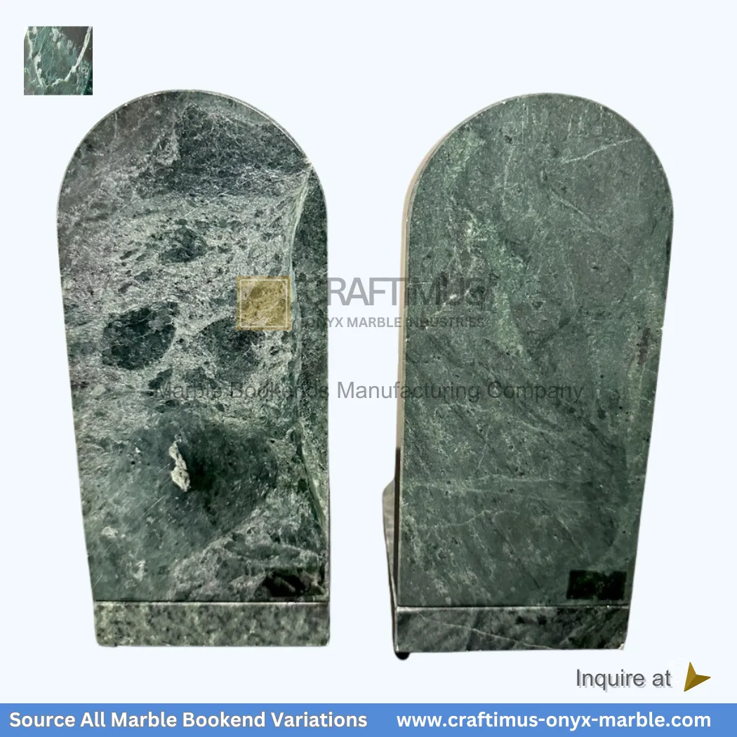 Forest green marble Bookends brass golf shaped design bookends modern stone set