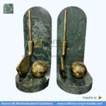 Forest green marble Bookends brass golf shaped design bookends modern stone set