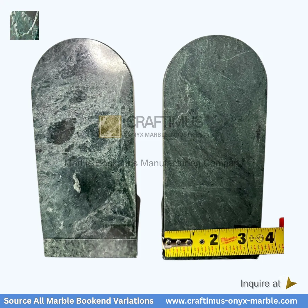 Forest green marble Bookends brass golf shaped design bookends modern stone set