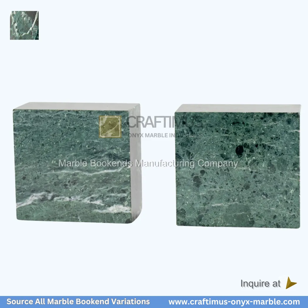 Forest green marble bookends