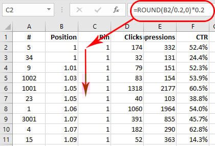 Update the ranking data into bins Update the ranking data into bins