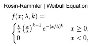 Rosin-Rammler Weibull equation Rosin-Rammler Weibull equation