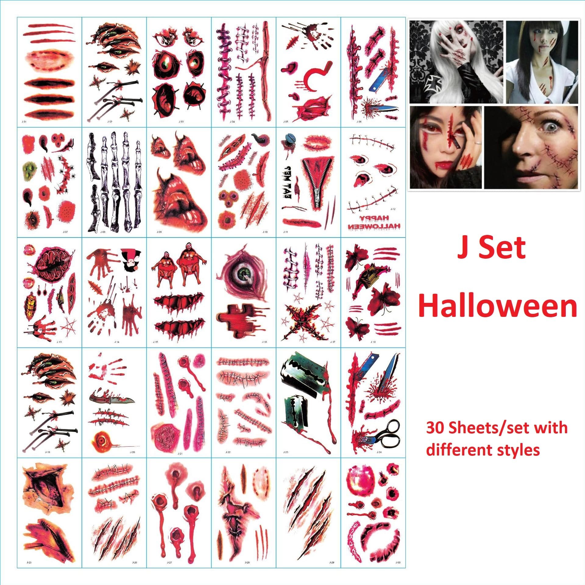 Temporary Halloween Tattoos Stickers