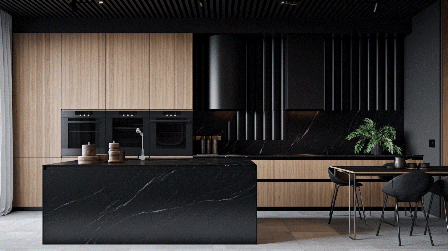 Cuisine sur mesure contemporaine avec îlot central et finitions modernes