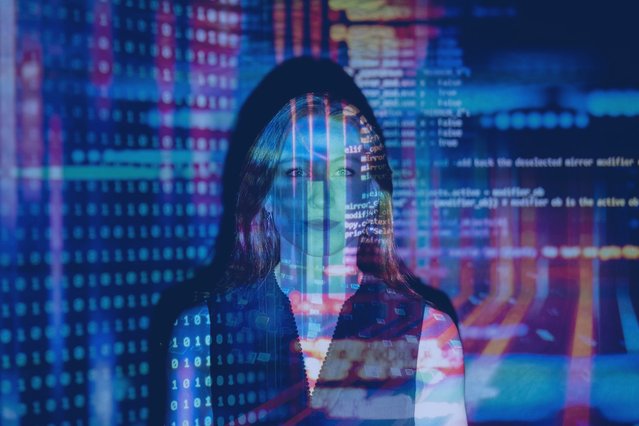 An image of a woman using a computer.
