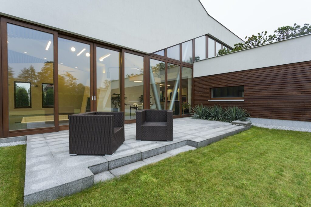 Modern mansion with patio