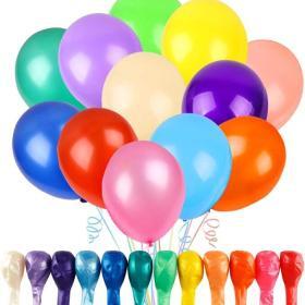 RUBFAC 120 Balloons Assorted Color 12 Inches Rainbow Latex Balloons
