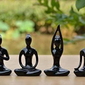 Alternative view of OwMell 4-Piece Ceramic Yoga Pose Figurine Set