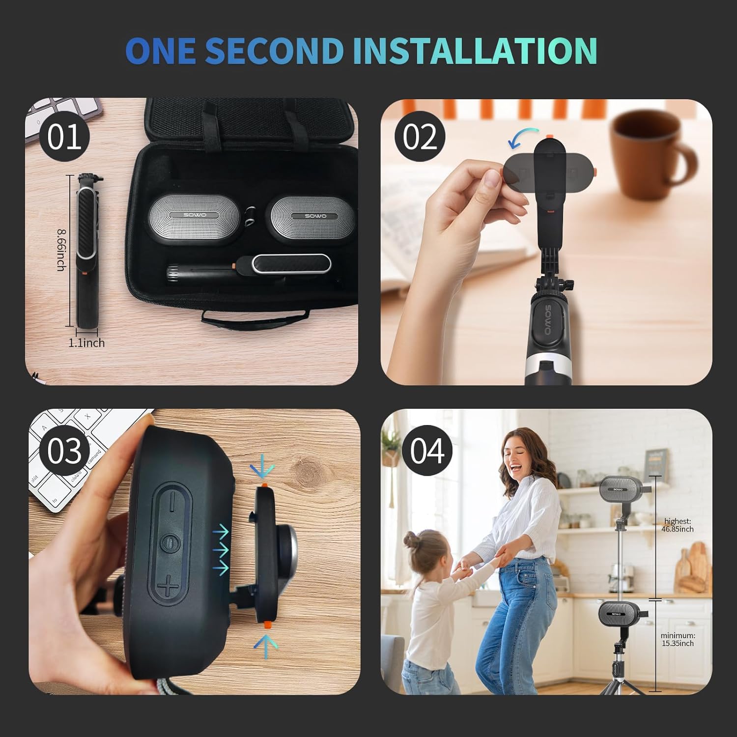 SOWO Dual Bluetooth Speakers with Adjustable Stands - Image 3