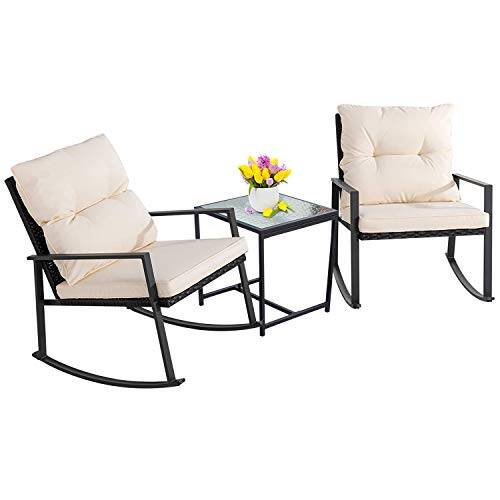Greesum 3-Piece Rocking Wicker Bistro Set