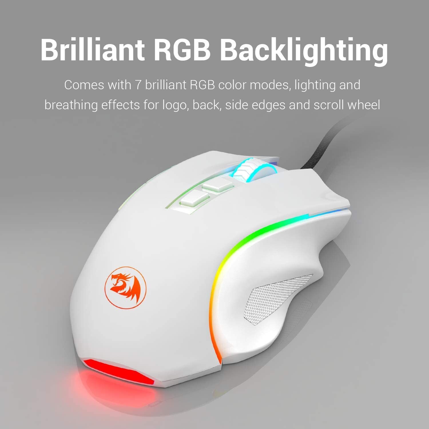 Alternative view of Redragon M602 RGB Wired Gaming Mouse – White