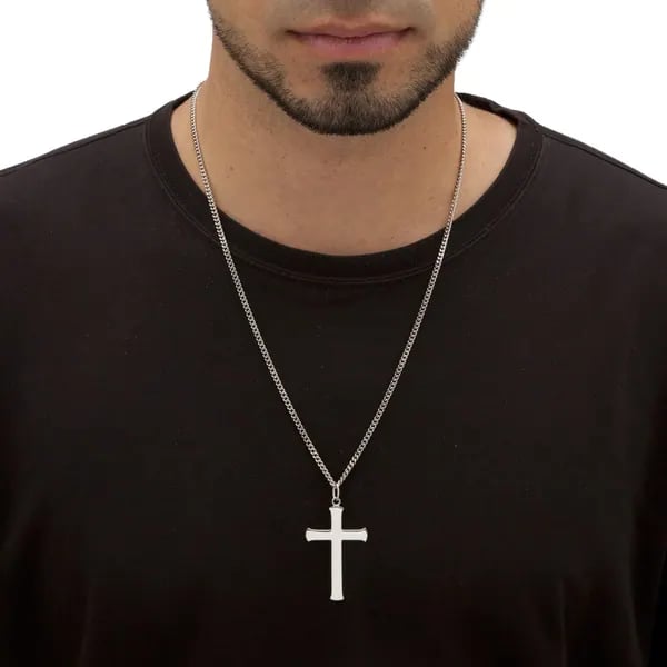 Amazon Essentials Men's Silver Crucifix Necklace - Image 2