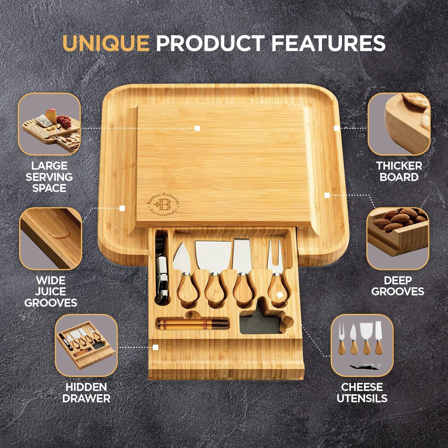 Bambüsi Bamboo Charcuterie Board Gift Set - Image 7