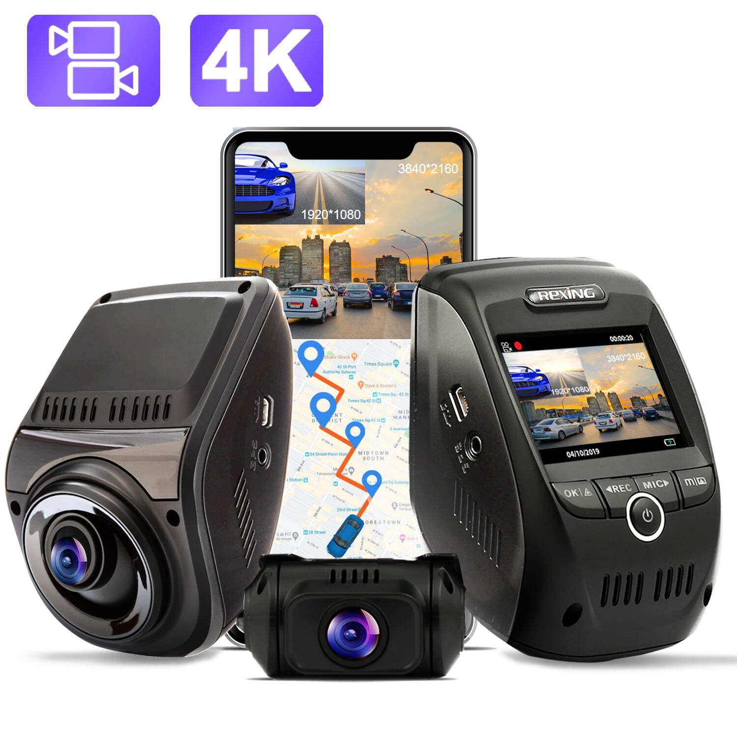 Rexing V1P Max 4K UHD Dual Channel Dash Cam