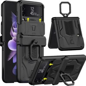 DOOTOO for Samsung Galaxy Z Flip 4 Case with Ring Holder