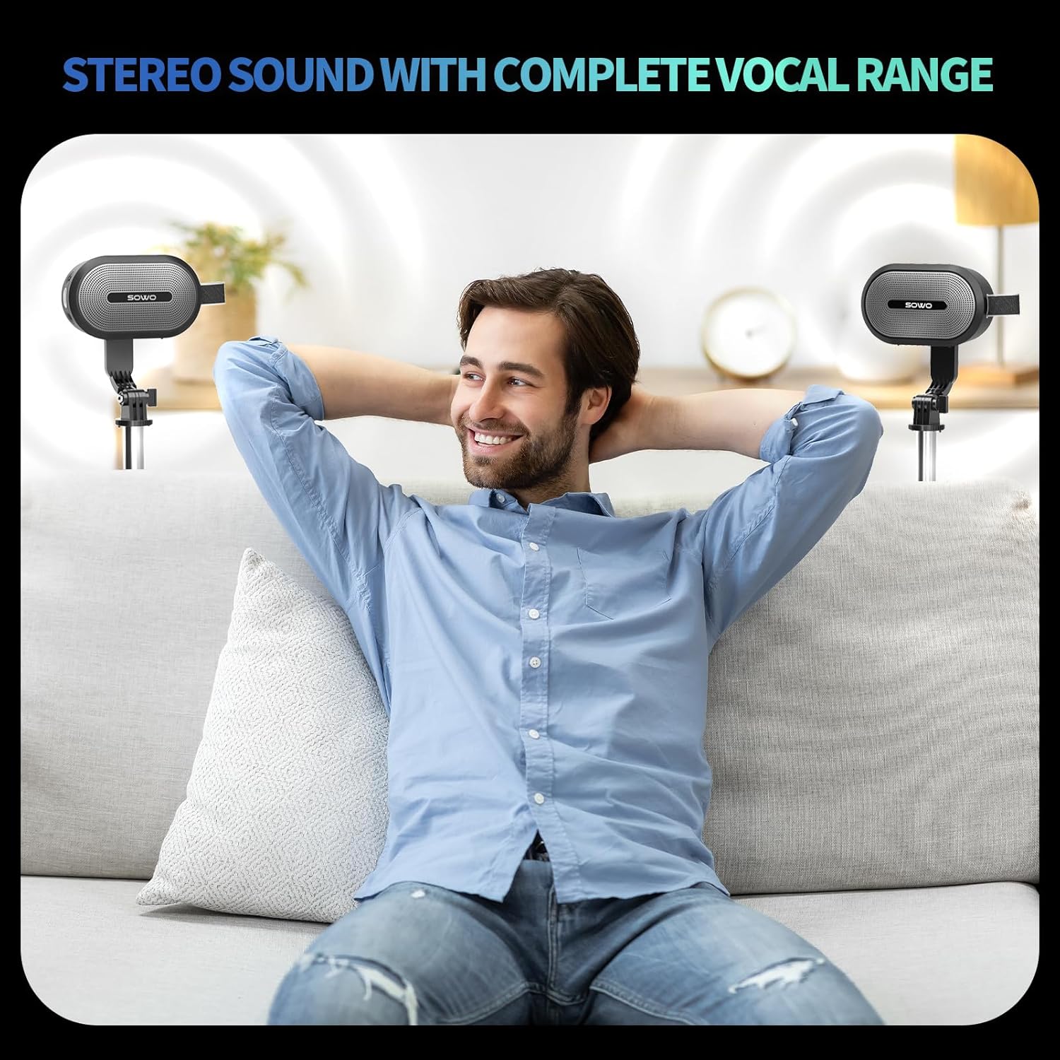 SOWO Dual Bluetooth Speakers with Adjustable Stands - Image 2