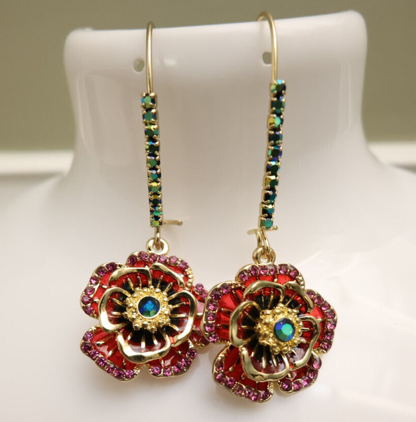 Betsey Johnson Rose Dangle Earrings