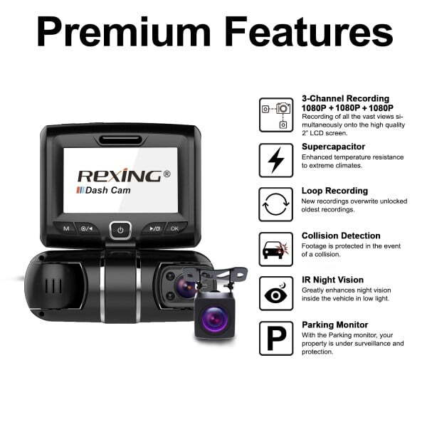 Rexing S1 3‑Channel Dash Cam - Image 3