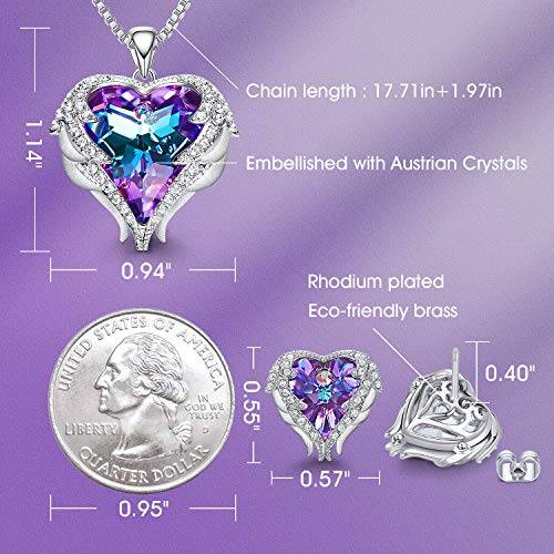 CDE Angel Wing Heart Necklace & Earrings Set - Image 4