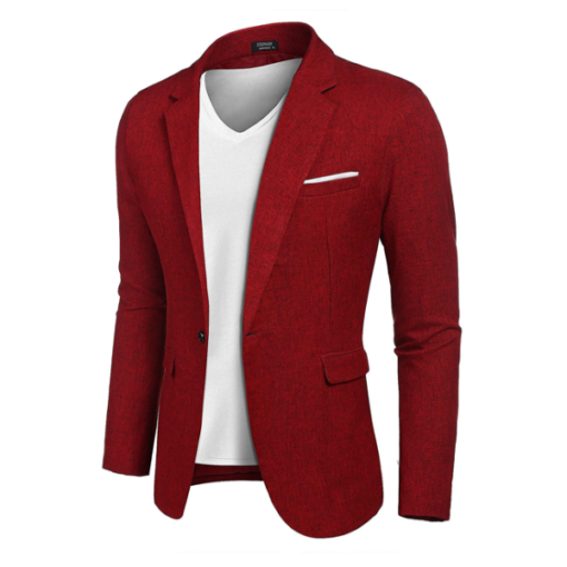COOFANDY Red Men's Slim Fit One Button Blazer
