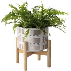 LA JOLIE MUSE 7.3″ Ceramic Planter with Wood Stand