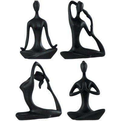 OwMell 4-Piece Ceramic Yoga Pose Figurine Set