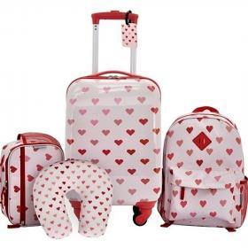 Travelers Club 5 Piece Kids' Luggage Set, Hearts