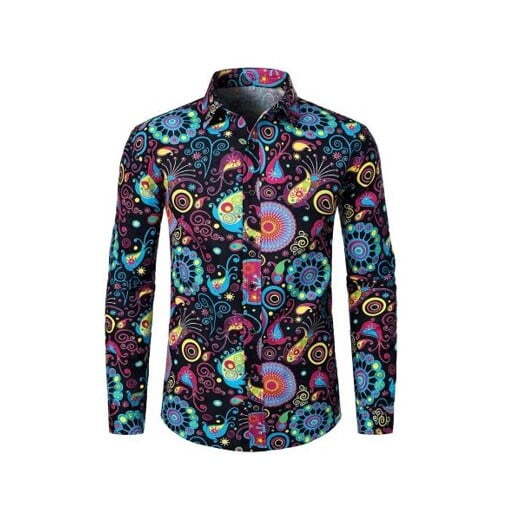LucMatton Men’s 70s Disco Paisley Linen Shirt